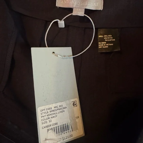 Antonio Melani Navy Linen Women's Black Tailored Pants - Picture 6 of 6